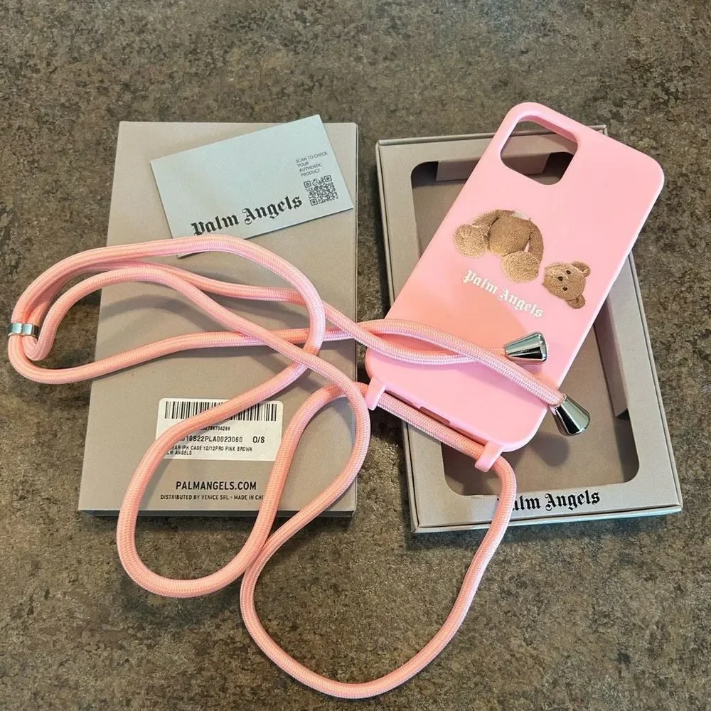 NWT IPhone 12Pro Palm Angels Teddy Bear with Tie Pink - Picture 1 of 10